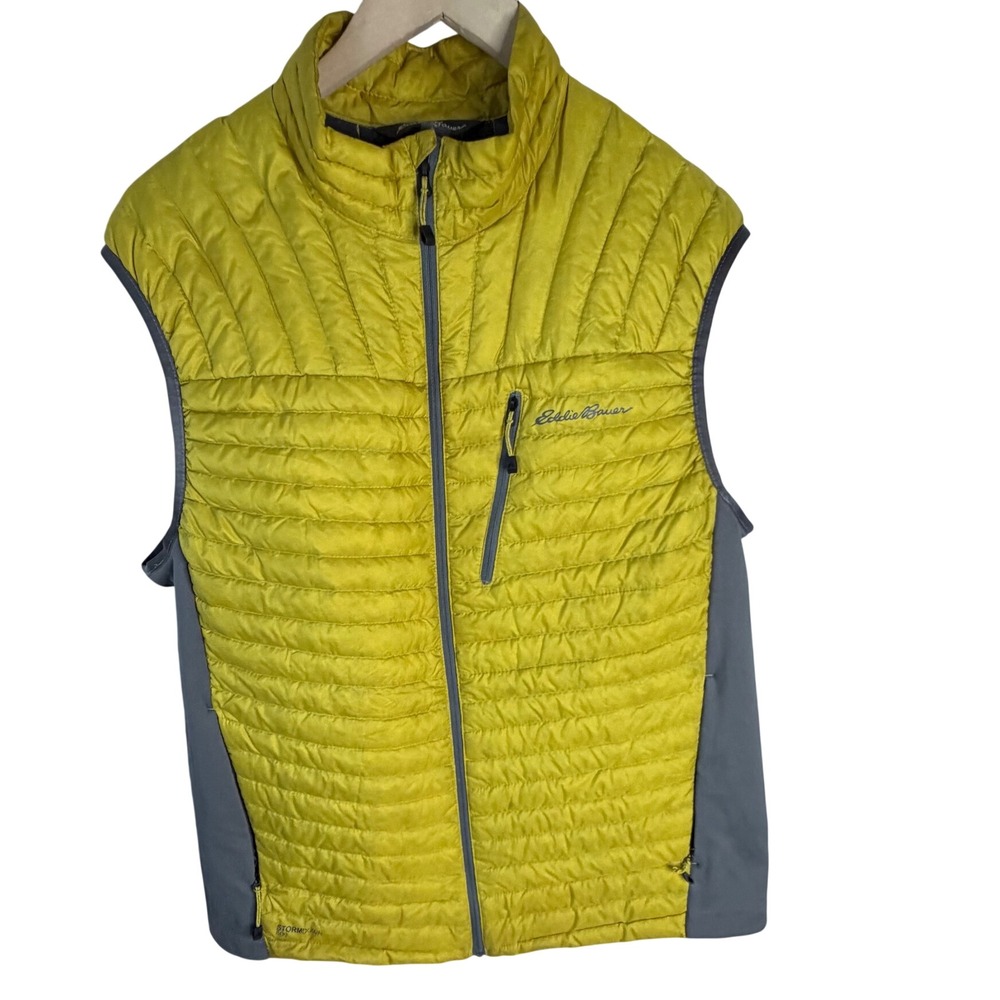 Eddie Bauer First Ascent StormDown 800 Vest Mens Large Yellow Puffer Hybrid